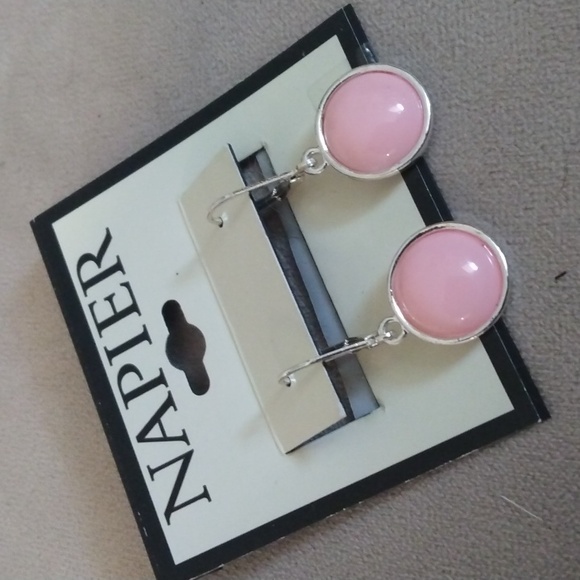 Napier Pink & Silver Tone Drop Earrings NWT - Picture 2 of 6